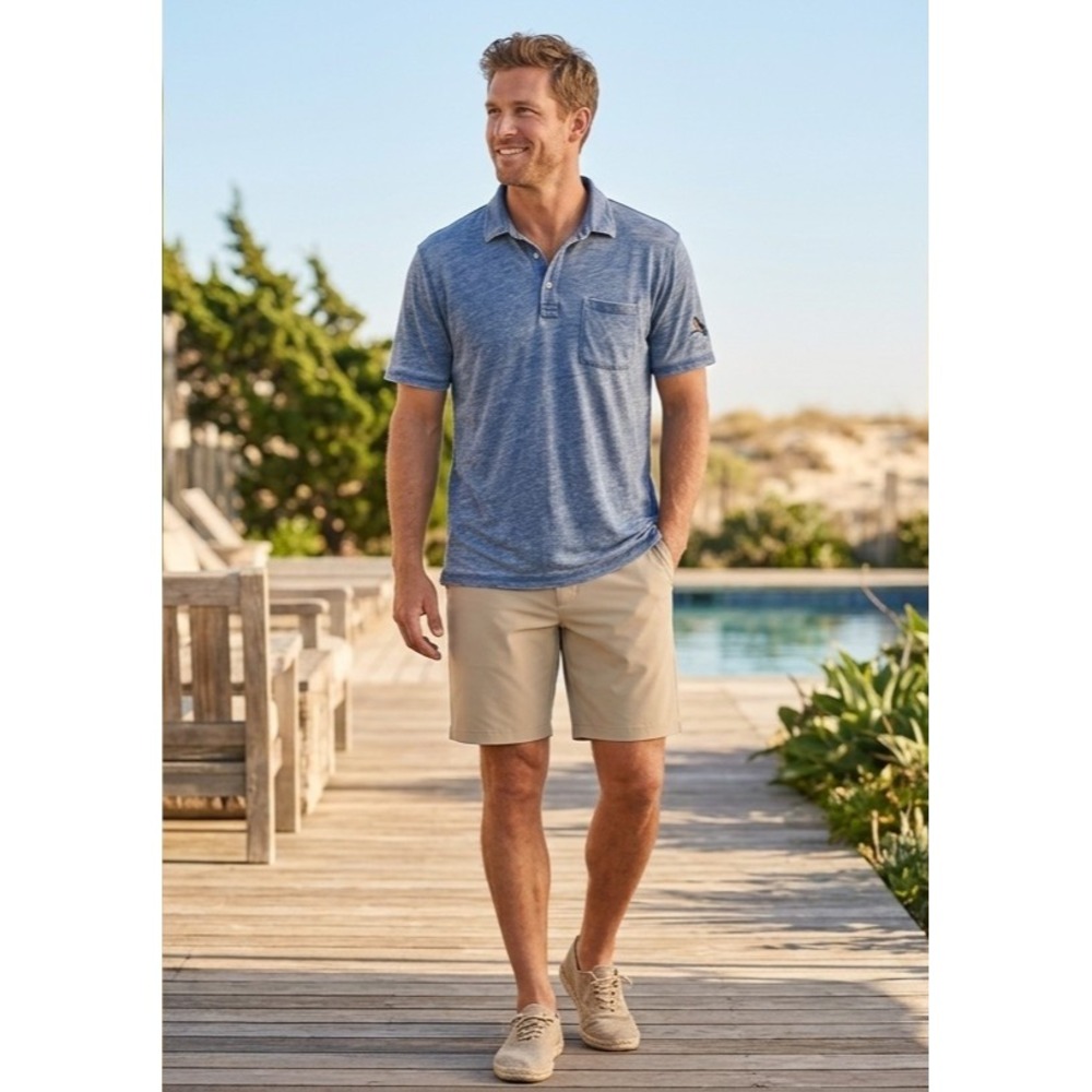 Johnnie-O Hangin' Out "The Local" Blue Burnout Polo Shirt Mens MediumjohnnieO